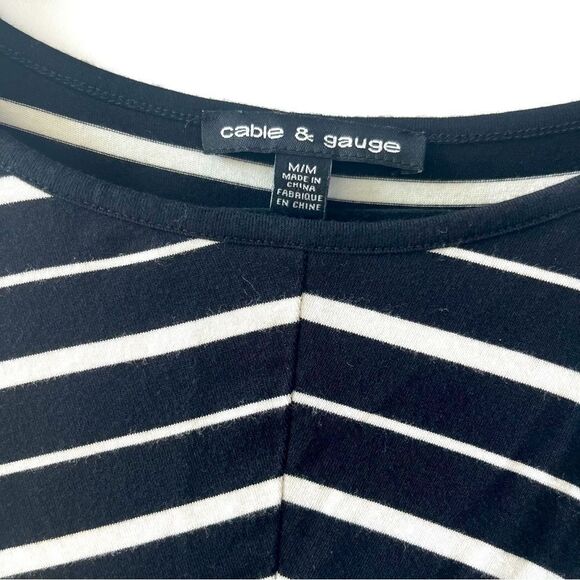 Cable & Gauge Asymmetrical Striped Top Size Medium Women’s Black and Wbite- Flaw - Picture 6 of 11